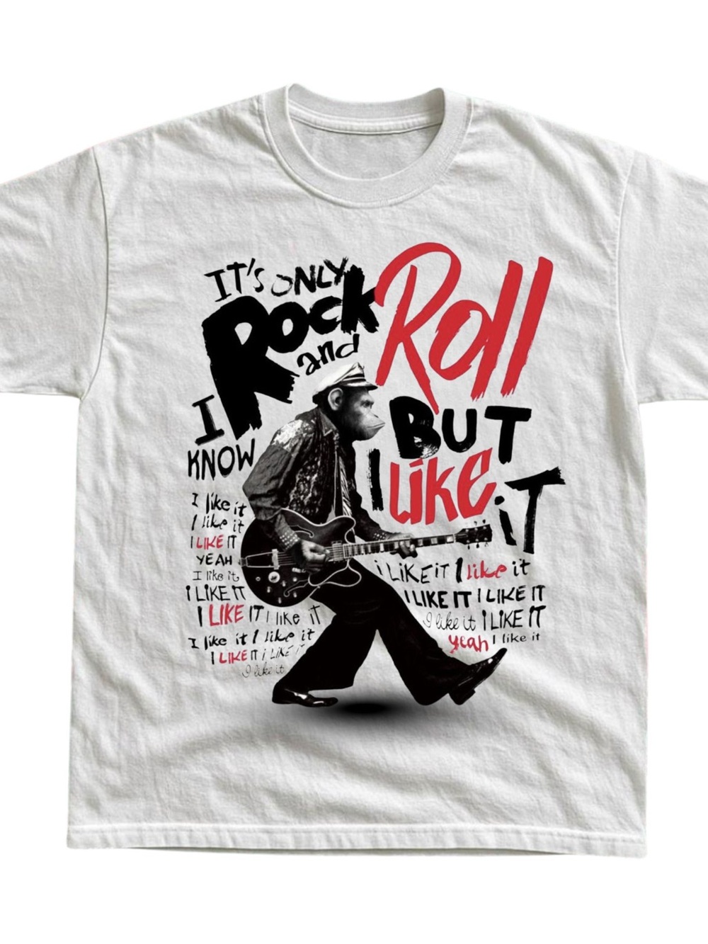 Gildan White Rock Star Monkey Graphic Tee